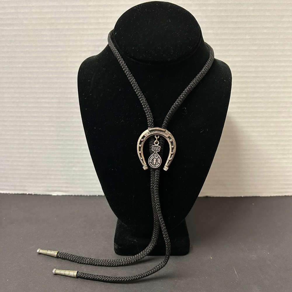 Vintage Grand Ole Opry Bolo Tie Black Horseshoe Guitar Souvenir Western
